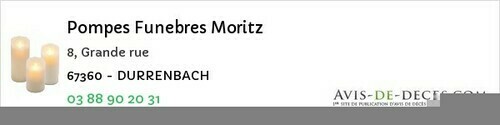 Avis de décès - Ringendorf - Pompes Funebres Moritz