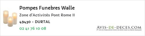 Avis de décès - Sainte-Christine - Pompes Funebres Walle