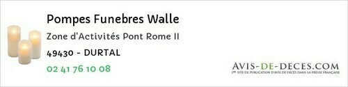 Avis de décès - Clefs - Pompes Funebres Walle