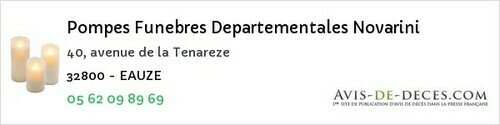 Avis de décès - Roquelaure - Pompes Funebres Departementales Novarini