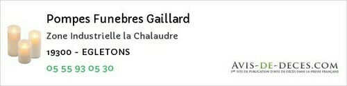 Avis de décès - Donzenac - Pompes Funebres Gaillard