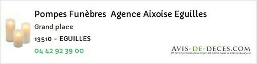 Avis de décès - Boulbon - Pompes Funèbres Agence Aixoise Eguilles