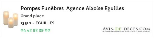 Avis de décès - Châteaurenard - Pompes Funèbres Agence Aixoise Eguilles