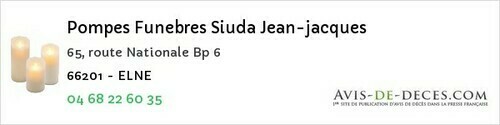 Avis de décès - Elne - Pompes Funebres Siuda Jean-jacques