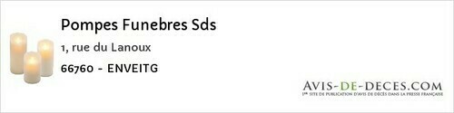 Avis de décès - Rivesaltes - Pompes Funebres Sds
