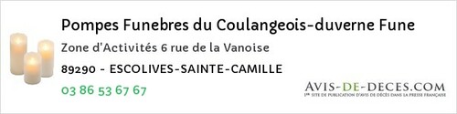 Avis de décès - Escolives-Sainte-Camille - Pompes Funebres du Coulangeois-duverne Fune