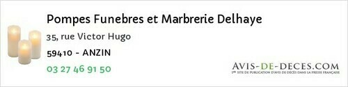 Avis de décès - Valenciennes - Pompes Funebres et Marbrerie Delhaye
