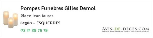Avis de décès - Wimereux - Pompes Funebres Gilles Demol