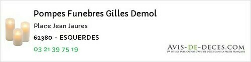 Avis de décès - Esquerdes - Pompes Funebres Gilles Demol