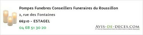 Avis de décès - Fontpédrouse - Pompes Funebres Conseillers Funeraires du Roussillon