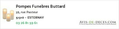 Avis de décès - Épernay - Pompes Funebres Buttard