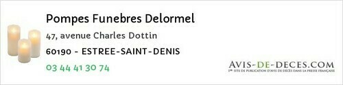 Avis de décès - Sérifontaine - Pompes Funebres Delormel