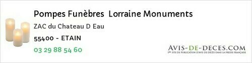 Avis de décès - Woël - Pompes Funèbres Lorraine Monuments