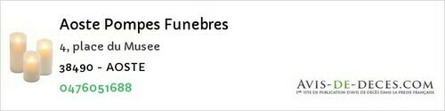Avis de décès - Cras - Aoste Pompes Funebres
