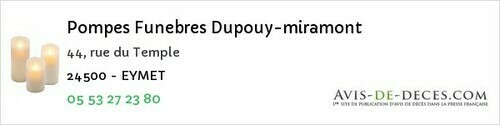 Avis de décès - Terrasson-Lavilledieu - Pompes Funebres Dupouy-miramont