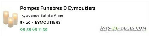 Avis de décès - Arnac-la-Poste - Pompes Funebres D Eymoutiers