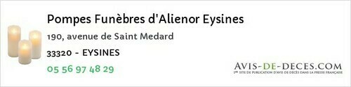 Avis de décès - Cenon - Pompes Funèbres d'Alienor Eysines