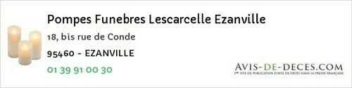 Avis de décès - Écouen - Pompes Funebres Lescarcelle Ezanville