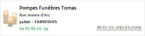 Avis de décès - Puisserguier - Pompes Funèbres Tomas