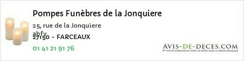 Avis de décès - Drucourt - Pompes Funèbres de la Jonquiere