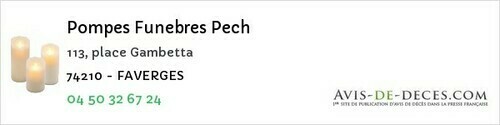 Avis de décès - Fessy - Pompes Funebres Pech