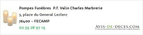 Avis de décès - Saint-Aubin-Lès-Elbeuf - Pompes Funèbres P.f. Valin Charles Marbrerie