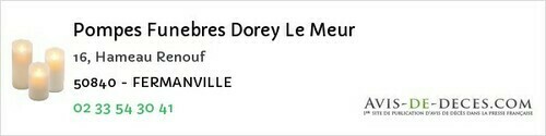 Avis de décès - Notre-dame-D'elle - Pompes Funebres Dorey Le Meur