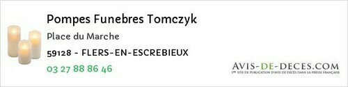 Avis de décès - La Sentinelle - Pompes Funebres Tomczyk