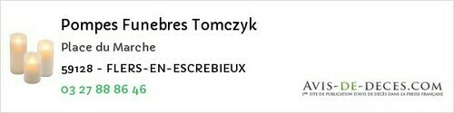 Avis de décès - Valenciennes - Pompes Funebres Tomczyk