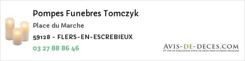 Avis de décès - Valenciennes - Pompes Funebres Tomczyk