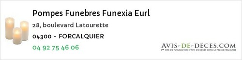 Avis de décès - Blieux - Pompes Funebres Funexia Eurl