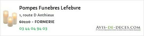Avis de décès - Choisy-au-Bac - Pompes Funebres Lefebvre
