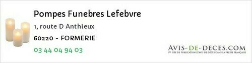 Avis de décès - Formerie - Pompes Funebres Lefebvre