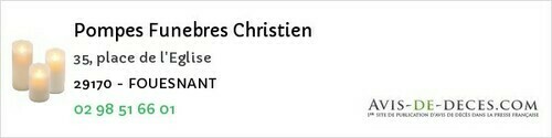 Avis de décès - Hanvec - Pompes Funebres Christien
