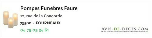 Avis de décès - Flumet - Pompes Funebres Faure