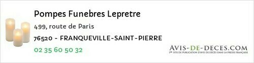 Avis de décès - Elbeuf - Pompes Funebres Lepretre