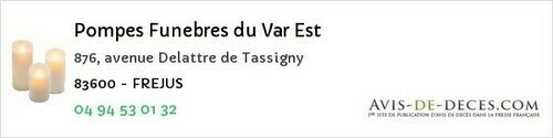 Avis de décès - La Crau - Pompes Funebres du Var Est