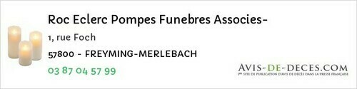 Avis de décès - Lommerange - Roc Eclerc Pompes Funebres Associes-