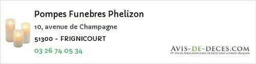Avis de décès - Épernay - Pompes Funebres Phelizon