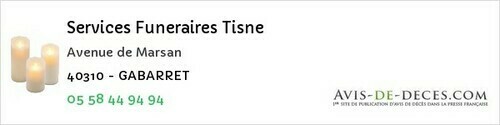 Avis de décès - Pissos - Services Funeraires Tisne