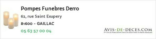 Avis de décès - Réalmont - Pompes Funebres Derro