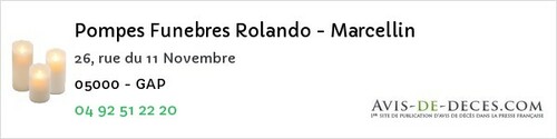 Avis de décès - Ribiers - Pompes Funebres Rolando - Marcellin