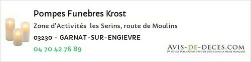 Avis de décès - Meaulne - Pompes Funebres Krost