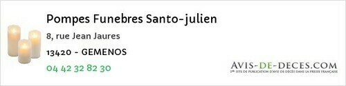 Avis de décès - Eyguières - Pompes Funebres Santo-julien