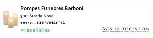 Avis de décès - Biguglia - Pompes Funebres Barboni