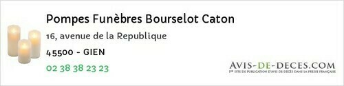 Avis de décès - Combleux - Pompes Funèbres Bourselot Caton