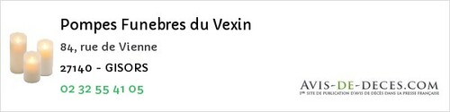 Avis de décès - Garennes-sur-Eure - Pompes Funebres du Vexin