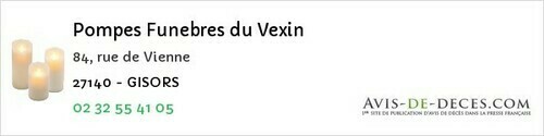 Avis de décès - Le Bosc-Roger-en-Roumois - Pompes Funebres du Vexin