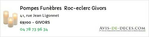 Avis de décès - Condrieu - Pompes Funèbres Roc-eclerc Givors