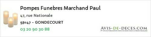 Avis de décès - Bourbourg - Pompes Funebres Marchand Paul